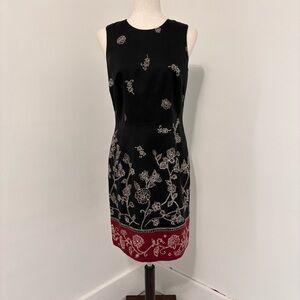 Vintage Ann Taylor Black White Floral Dress Sz 6